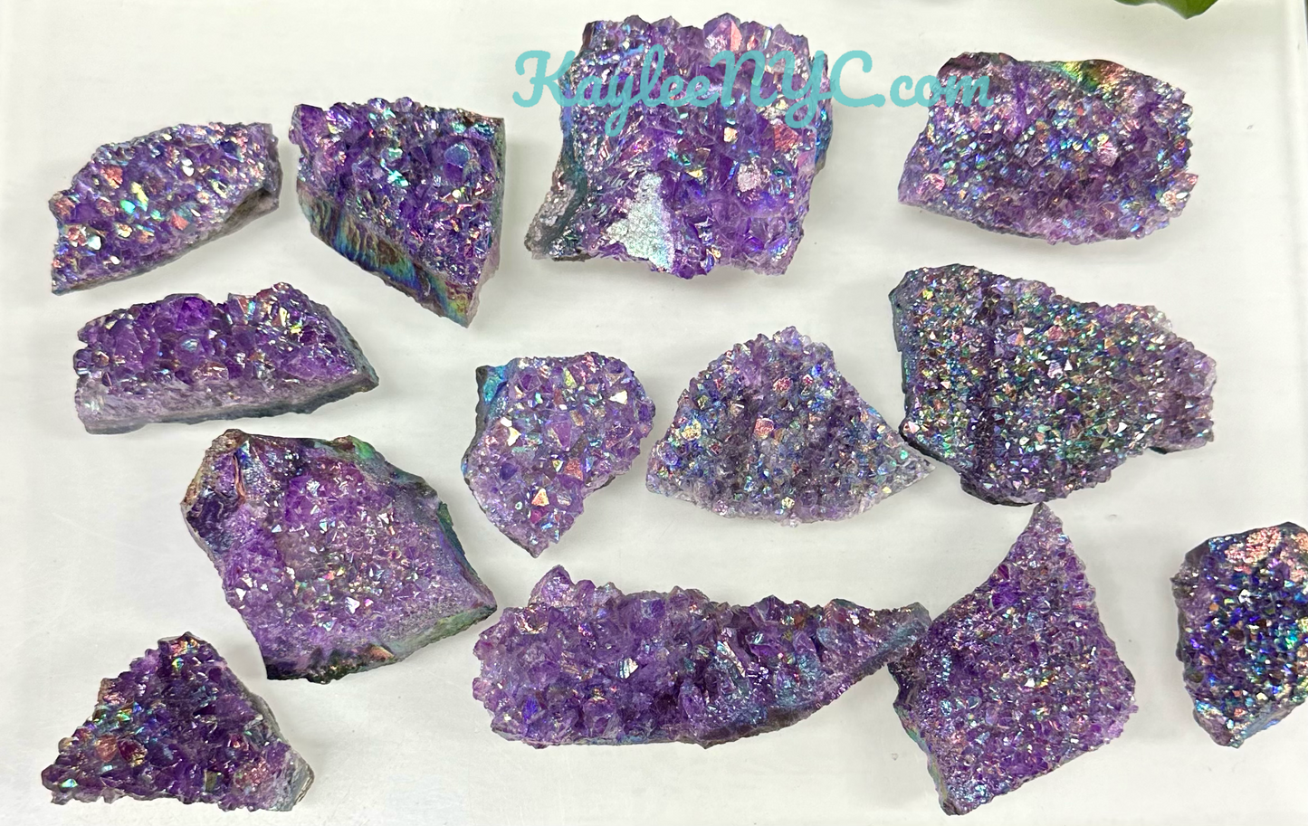 Wholesale Lot 2 Lbs Aura Amethyst Cluster Crystal Raw Nice Quality