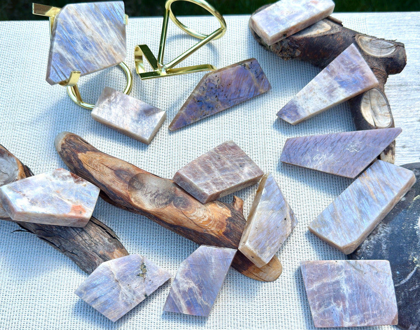 Wholesale Lot 2 lbs Natural Moonstone Slab Crystals healing energy
