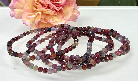 6 PCs 4mm Natural Rainbow Spinel Stretch Bracelet 7.5”
