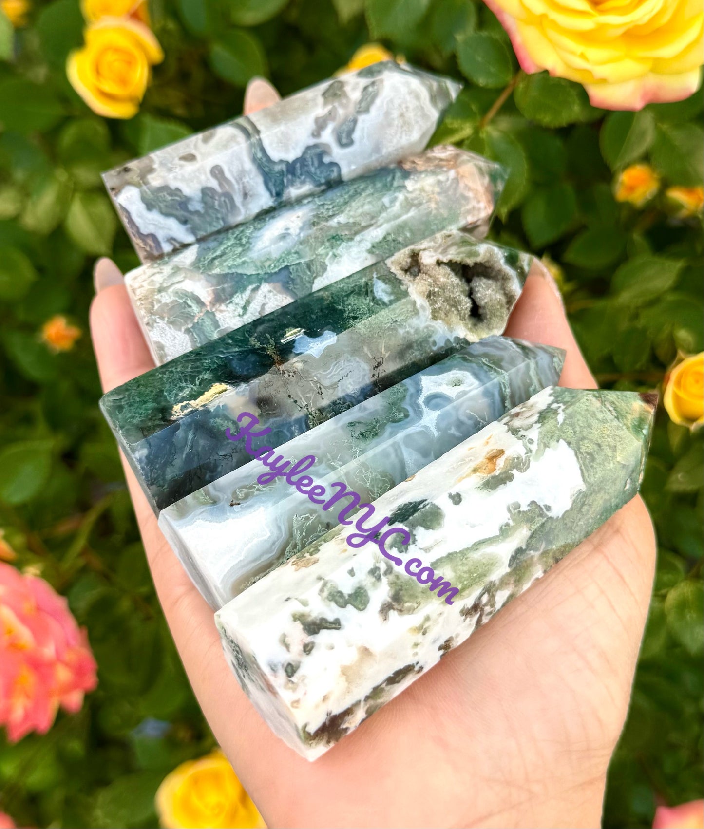 Wholesale Lot 2 Lb Natural Moss Agate Obelisk Tower Point Crystal Healing