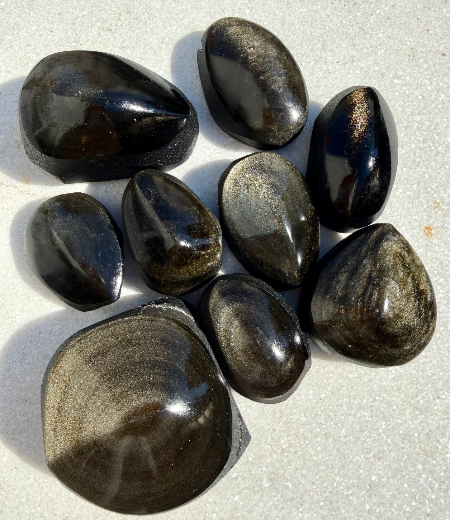 Wholesale Lot 2 Lb Natural Gold Sheen Obsidian Half Polish Crystal Healing Energy