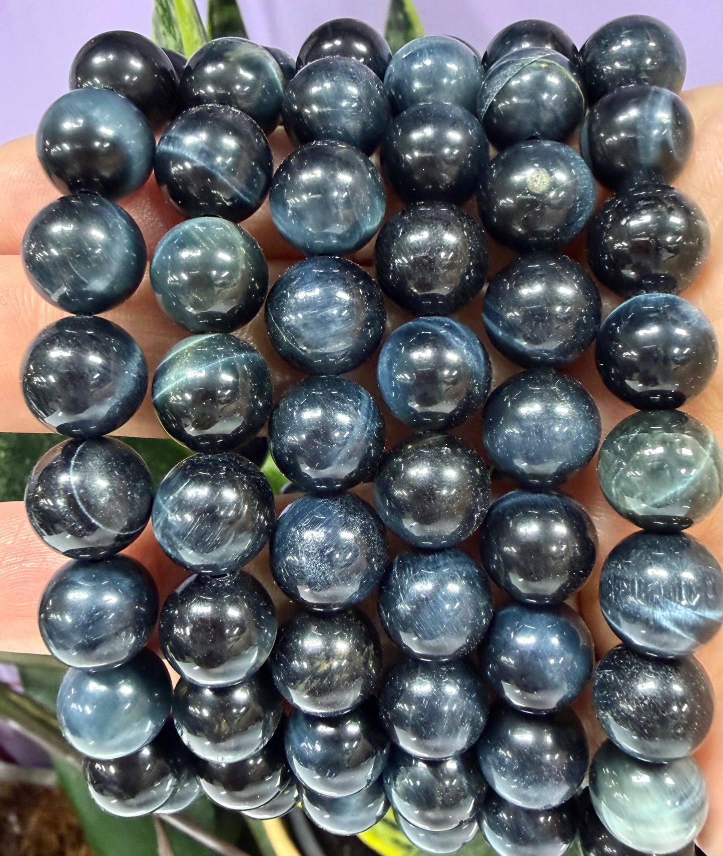 Wholesale Lot 6 Pcs Natural Blue Tiger Eye 10mm 8” Stretch Bracelet