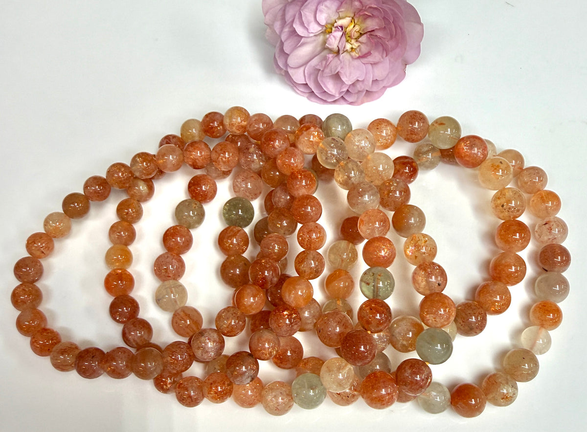Wholesale Lot 6 Pcs 7-8.8mm Natural Sunstone Crystal Healing Stretch Bracelet