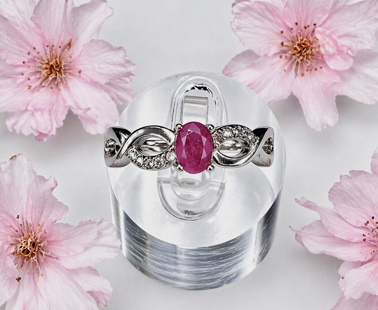 Wholesale Lot 7 pcs Natural Ruby Stainless Steel Ring 4x6mm