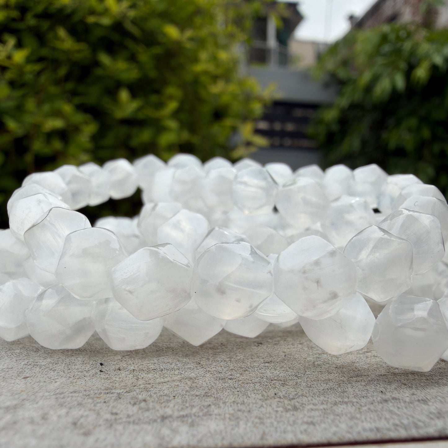 Wholesale 6 Pcs 8mm Faceted Selenite Natural Crystal Stretch Bracelet 7.5"