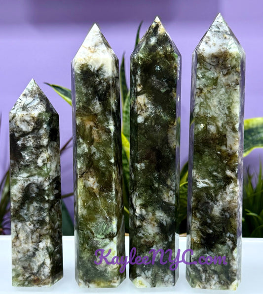 Wholesale Lot 4-5 pcs large Natural Green Lepidolite Mica obelisk Tower Point Crystal Healing Energy 3.9-4lbs