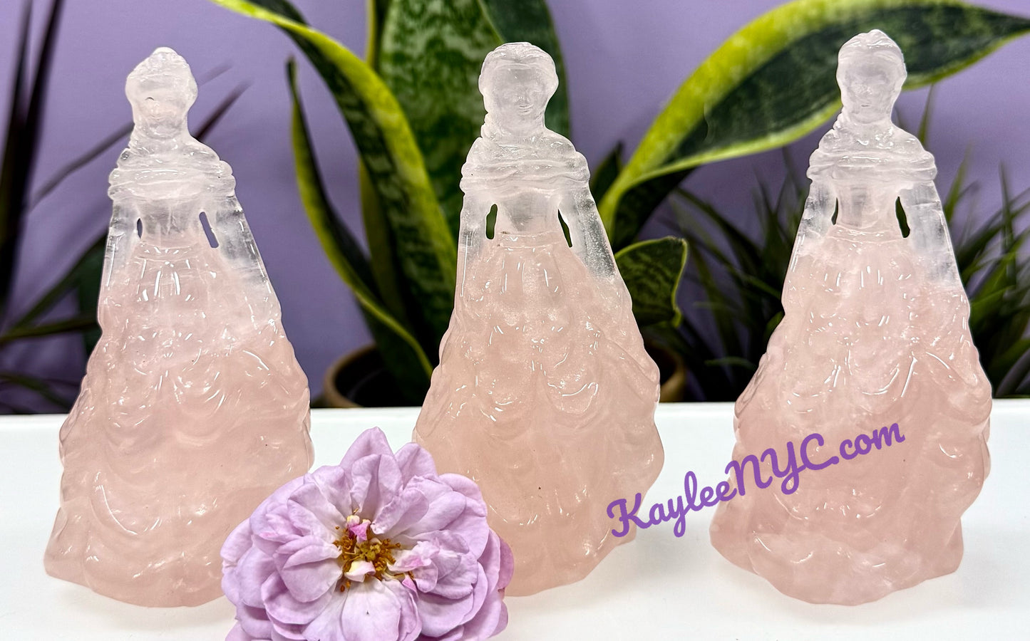 3 PCs Natural Rose Quartz Princess Crystals Healing Energy