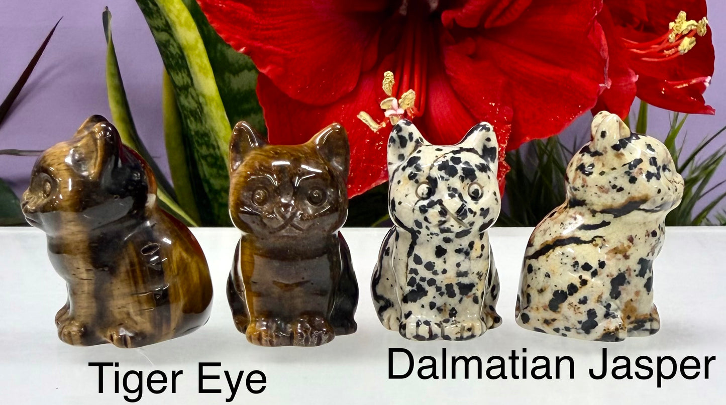 12 PCs Natural Crystals Cat Healing Energy