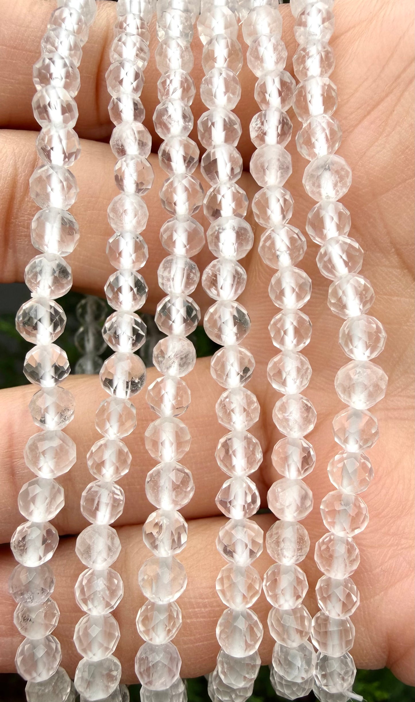 Wholesale Lot 6 Pcs Natural Faceted Clear Quartz 4mm 7.5” Crystal Healing Stretch Bracelet