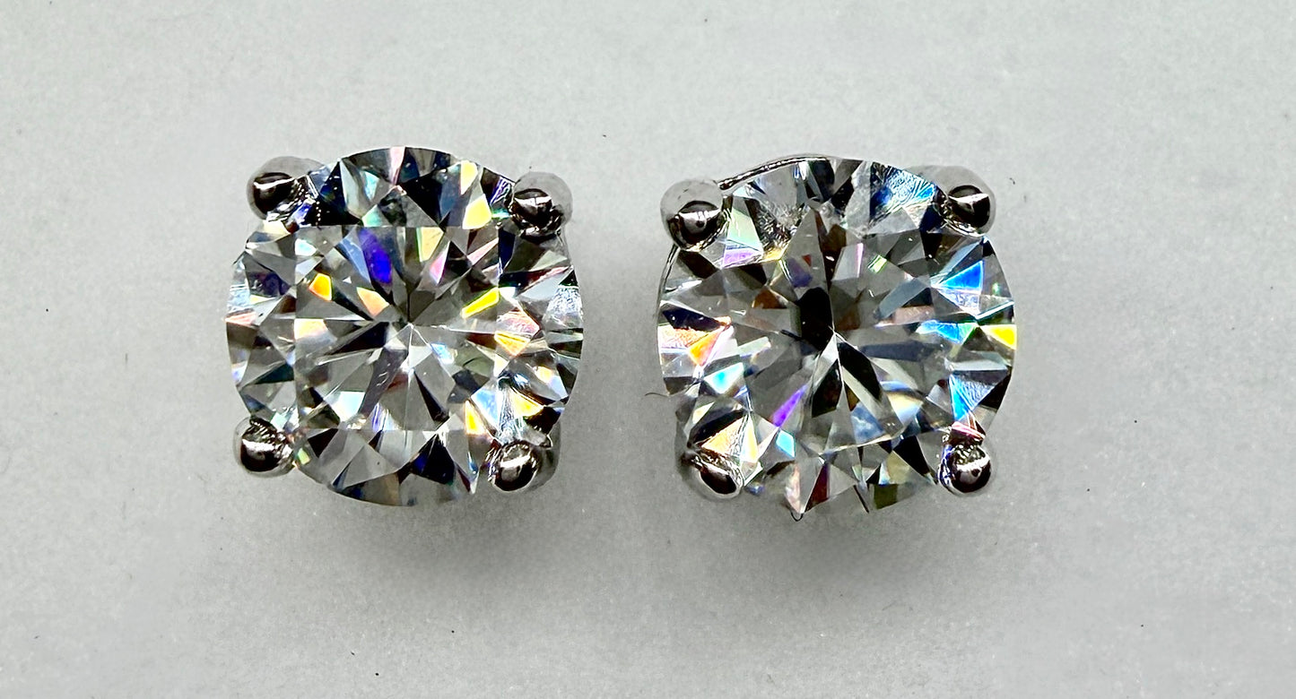 Wholesale Lot 5 Pairs Natural Moissanite Sterling Silver(925) Earring Studs 6.5mm