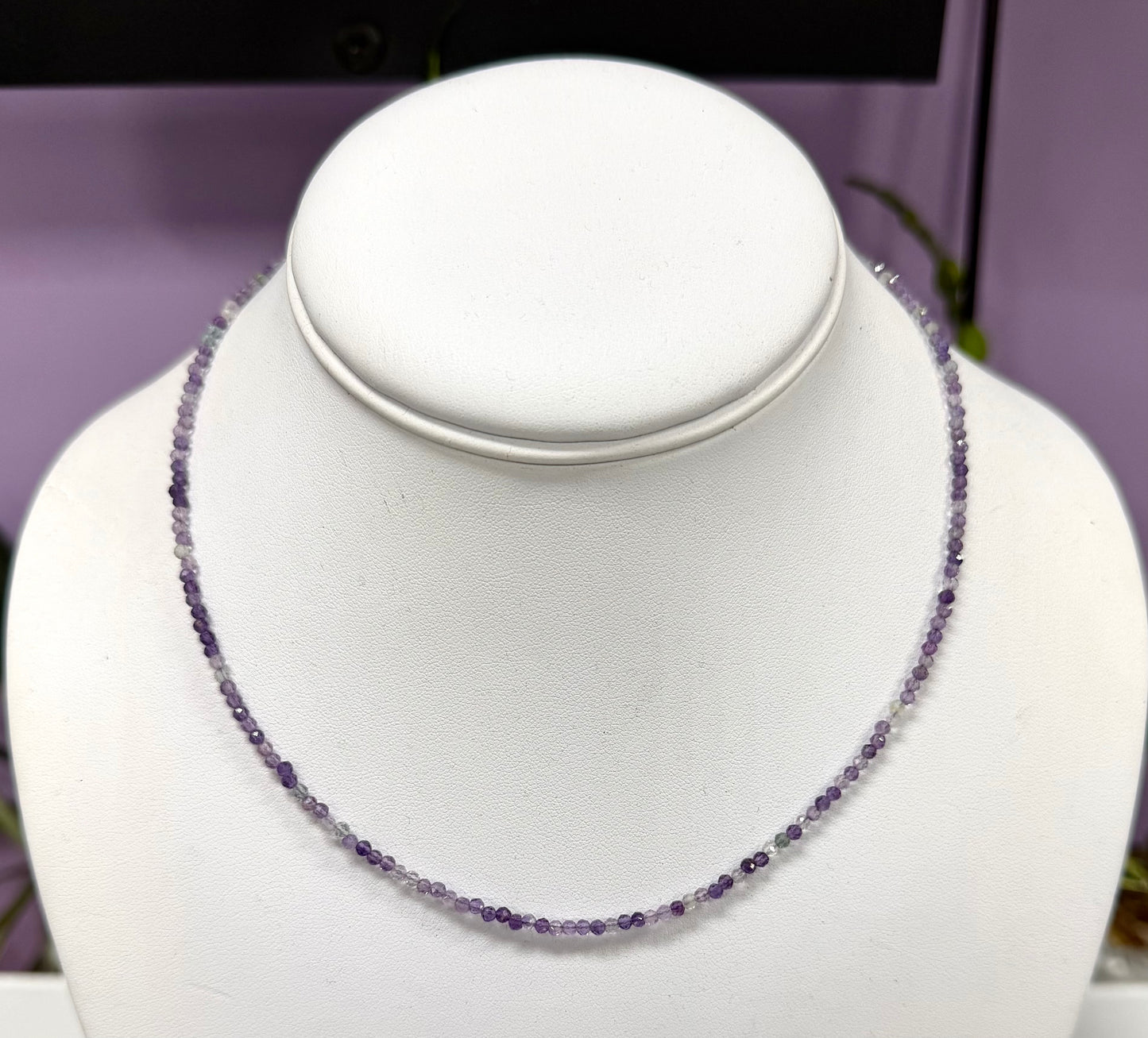 6 PCs 2mm Faceted Fluorite Necklace stainless steel findings