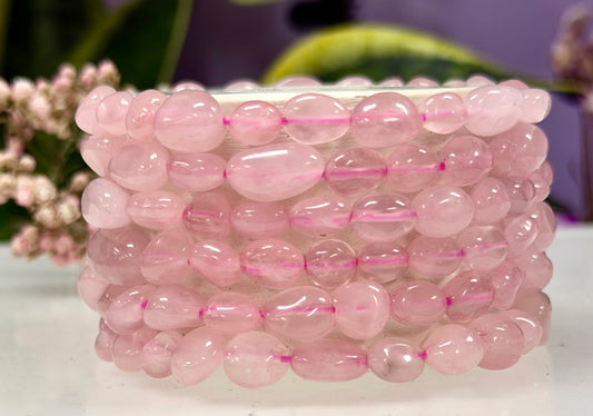 Wholesale 6 Pcs 6mm Rose Quartz Natural Crystal tumble Stretch Bracelet 7.5”