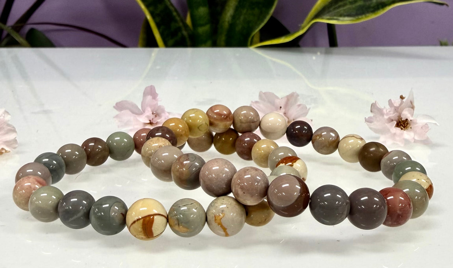 6 PCs 8mm Natural Alashan Agate Stretch Bracelet 7.5”