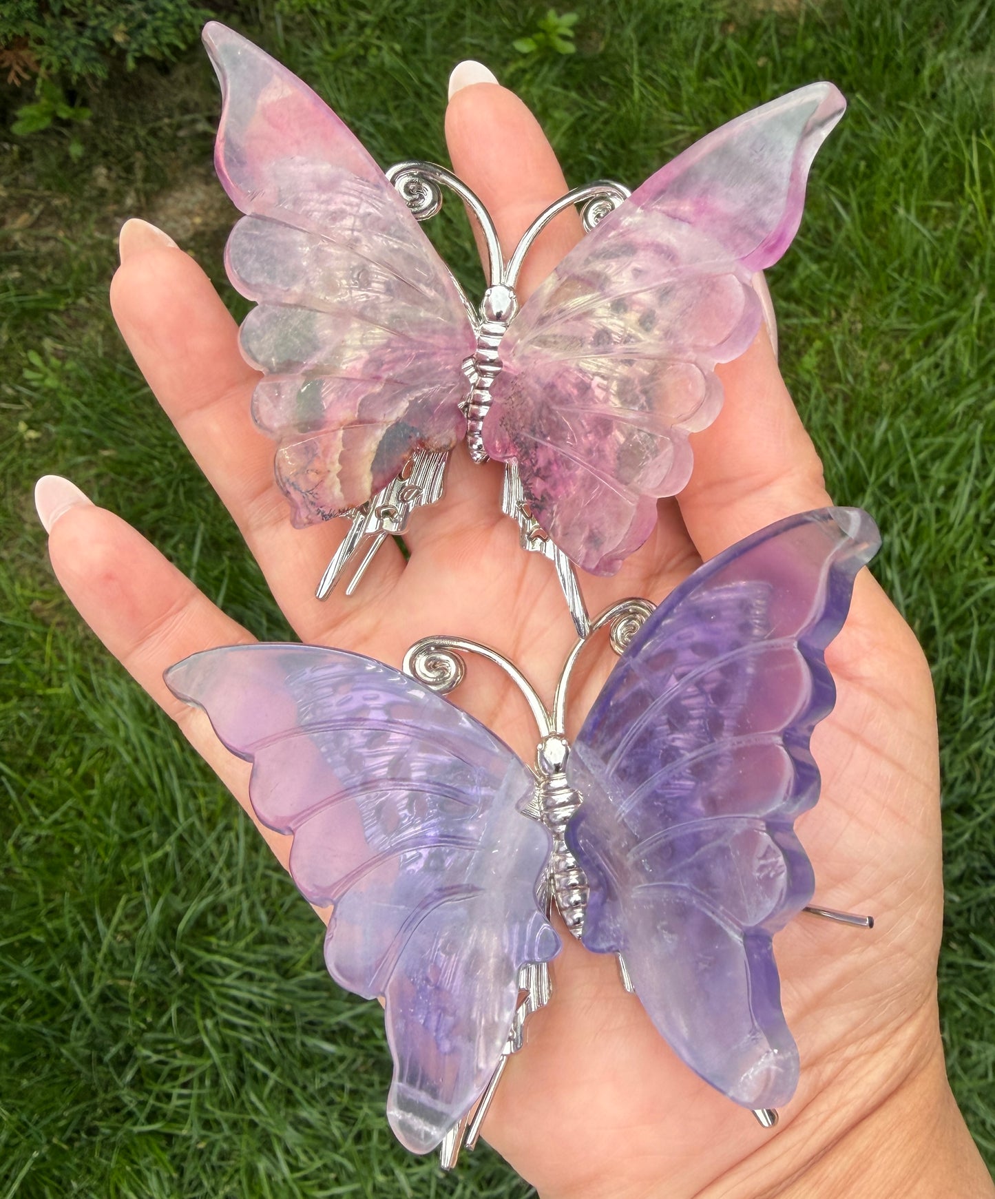Wholesale Lot 5 pcs Natural Purple Fluorite Crystal Butterfly Healing