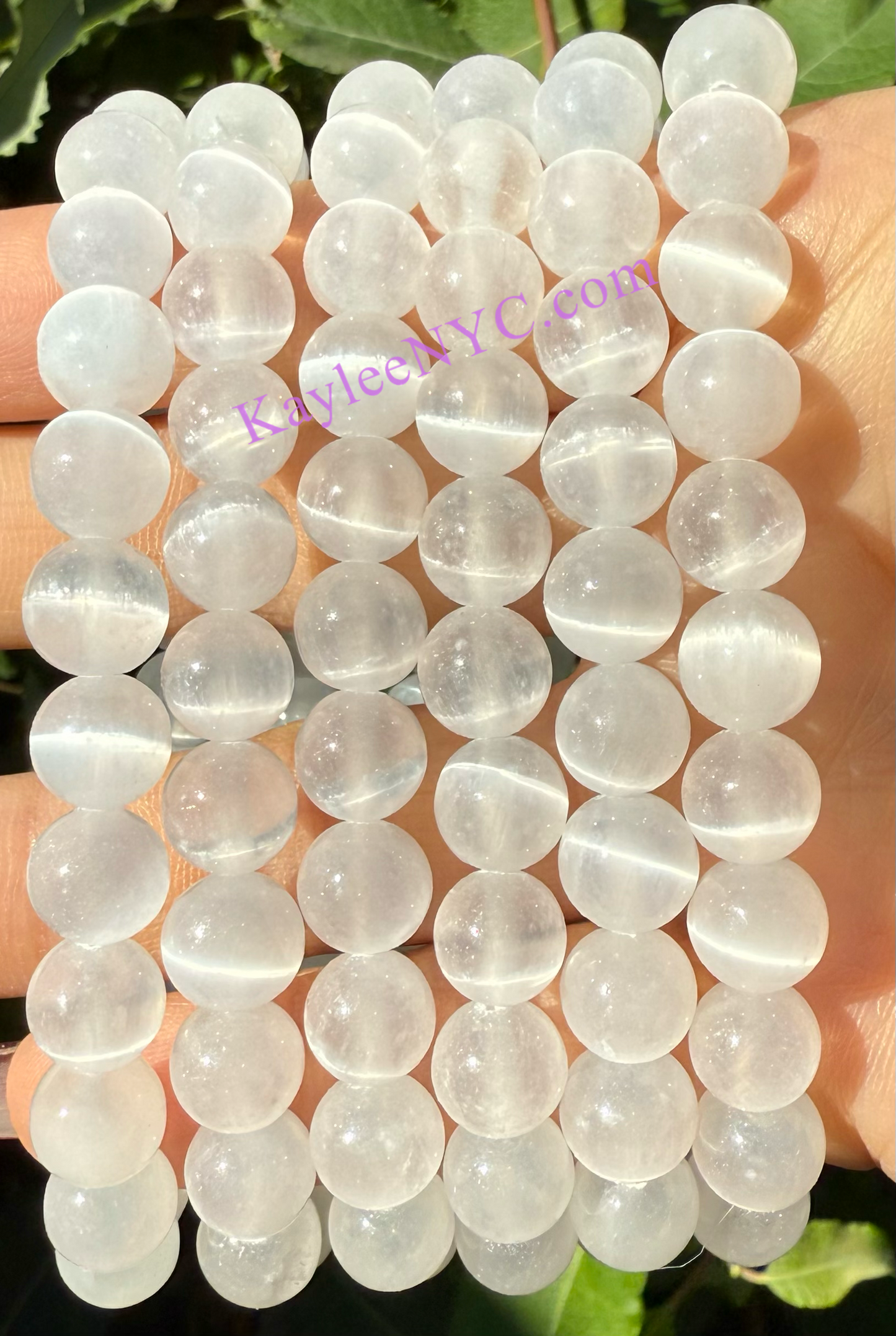 Wholesale 6 Pcs Natural Selenite 8mm 7.5” Crystal Stretch Bracelet