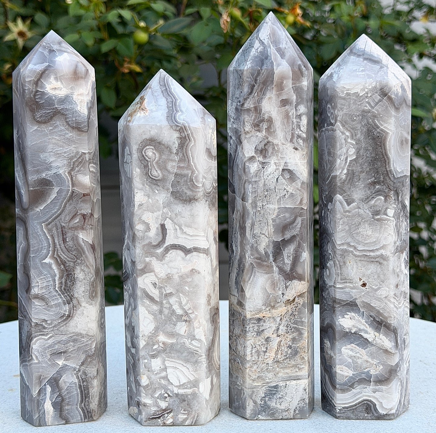 Wholesale Lot 3-4Pcs Natural White Lace Agate Tower Crystal Obelisk point 4.9-5lbs Healing Energy