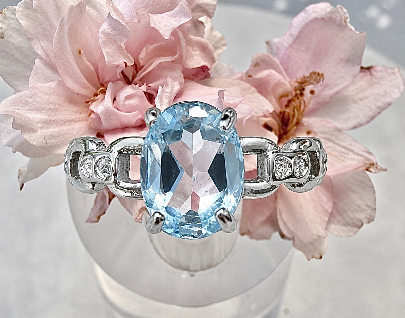 Wholesale Lot 7 pcs Faceted Natural Blue Topaz Stainless Steel Ring 7x9mm