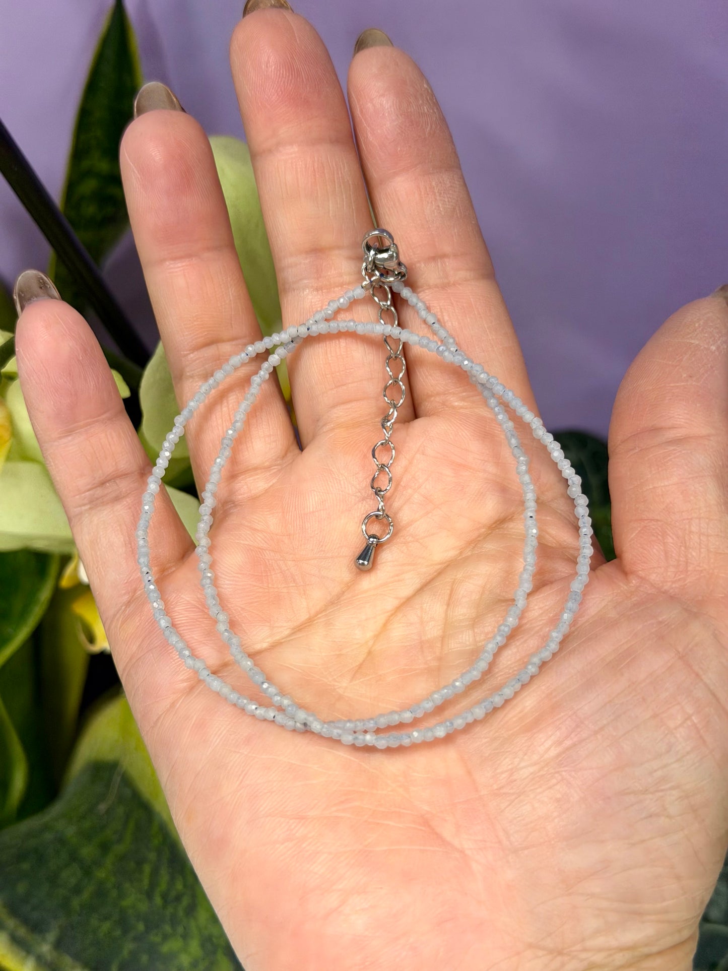 6 PCs 2mm Angelite Necklace Natural Crystal Healing Energy