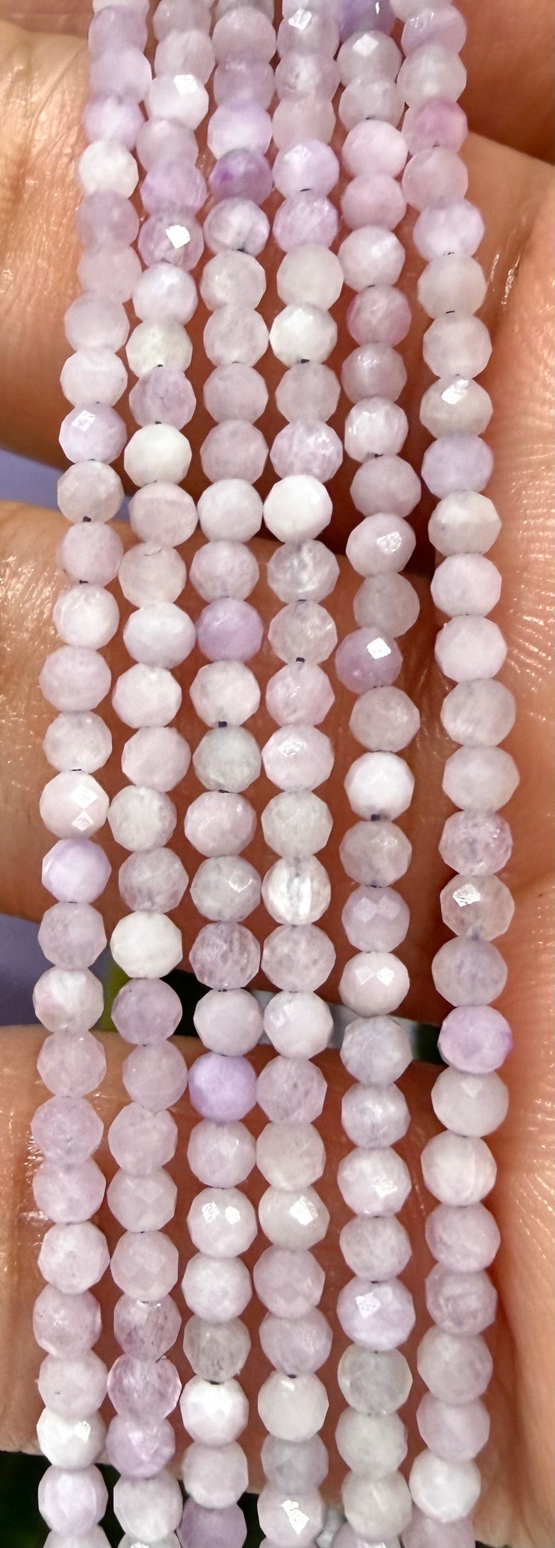6 PCs 2mm Faceted Natural Kunzite Necklace Stainless Steel Finding