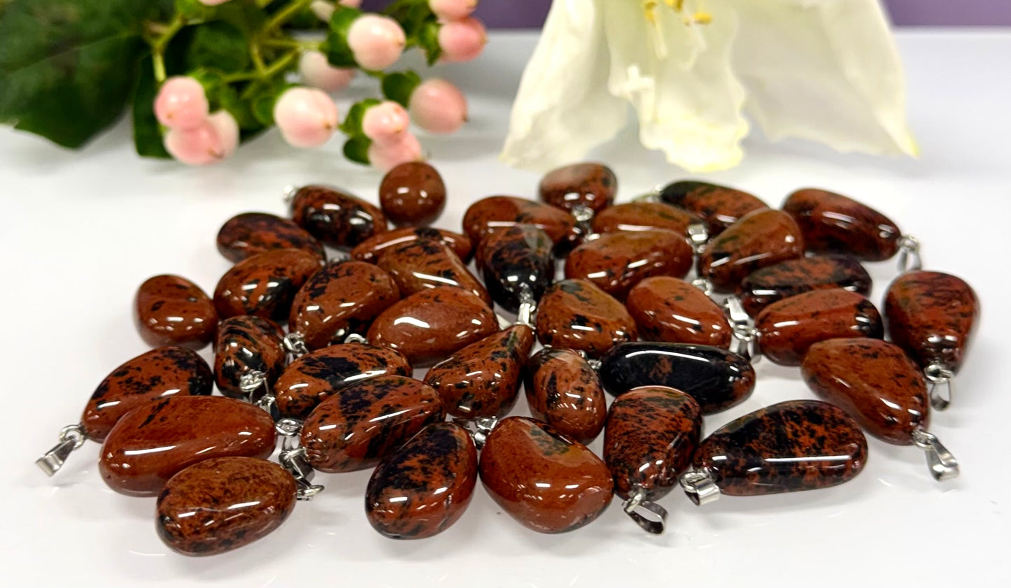 36 PCs Natural Mahogany Obsidian Crystal Pendant