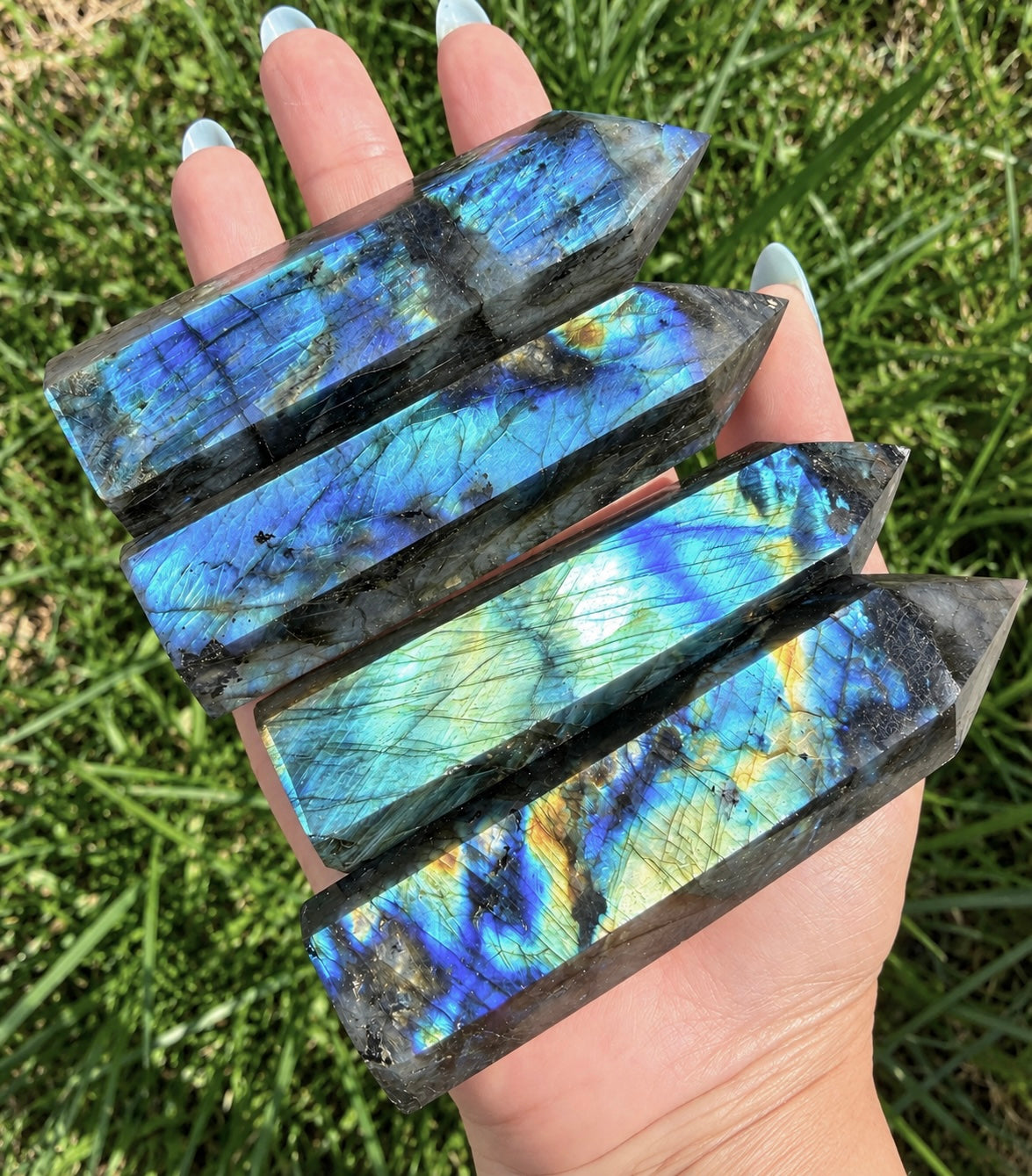 Wholesale Lot 2lbs Natural Labradorite obelisk Tower Point Crystal Healing Energy