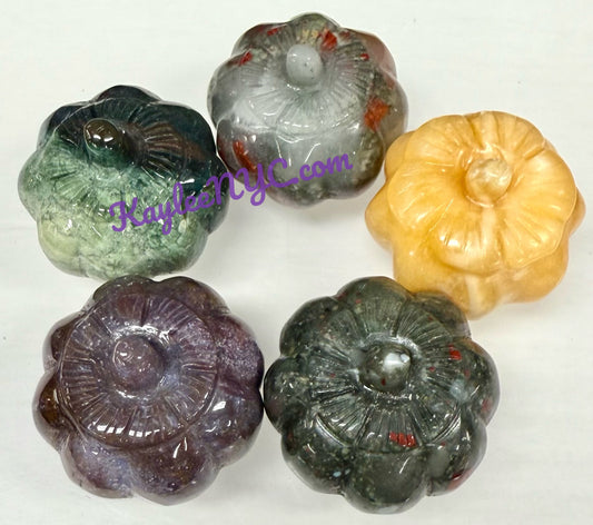 5 PCs 2” Natural mix Crystals Pumpkin healing energy