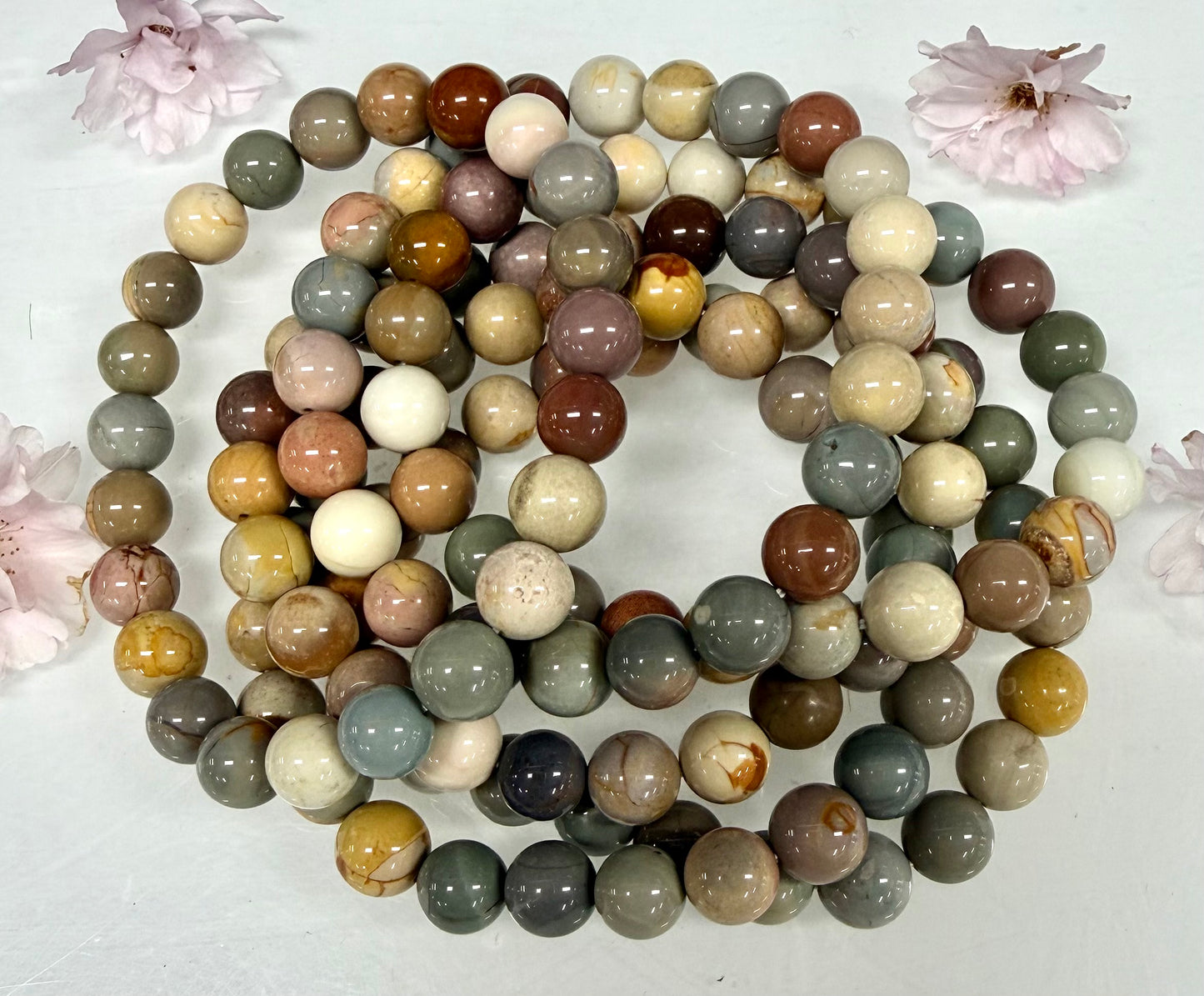 6 PCs 8mm Natural Alashan Agate Stretch Bracelet 7.5”