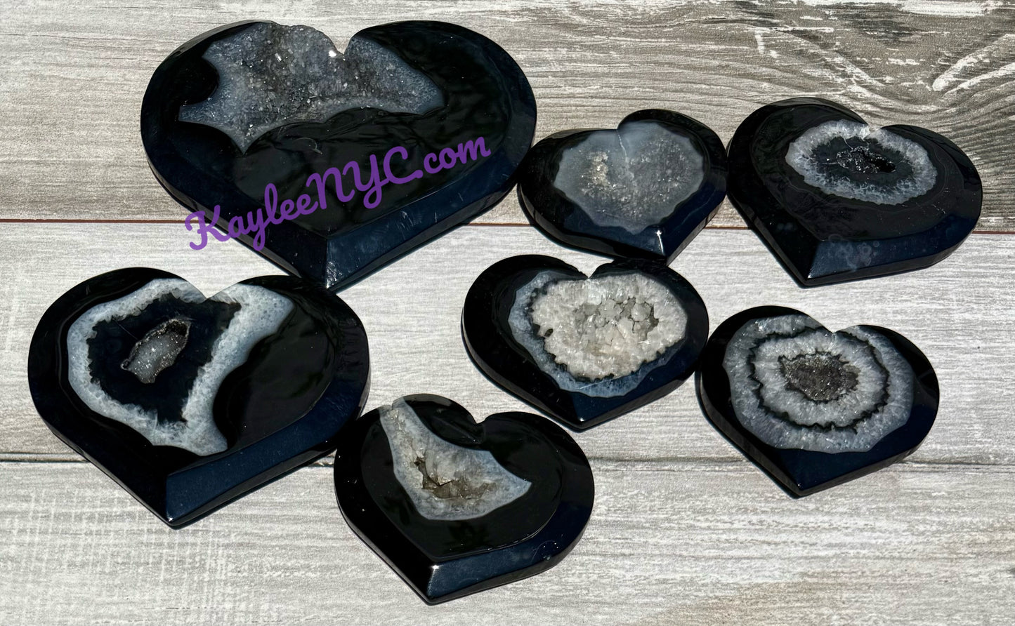 Wholesale Lot 2 lbs Natural Druzy Black Onyx Heart Crystal Healing Energy