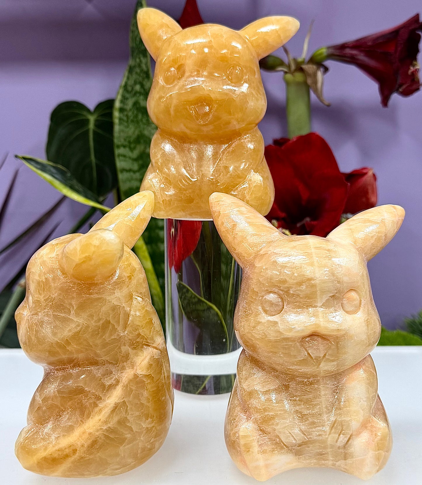 3 PCs Natural Orange Calcite Pikachu Crystal Healing Energy