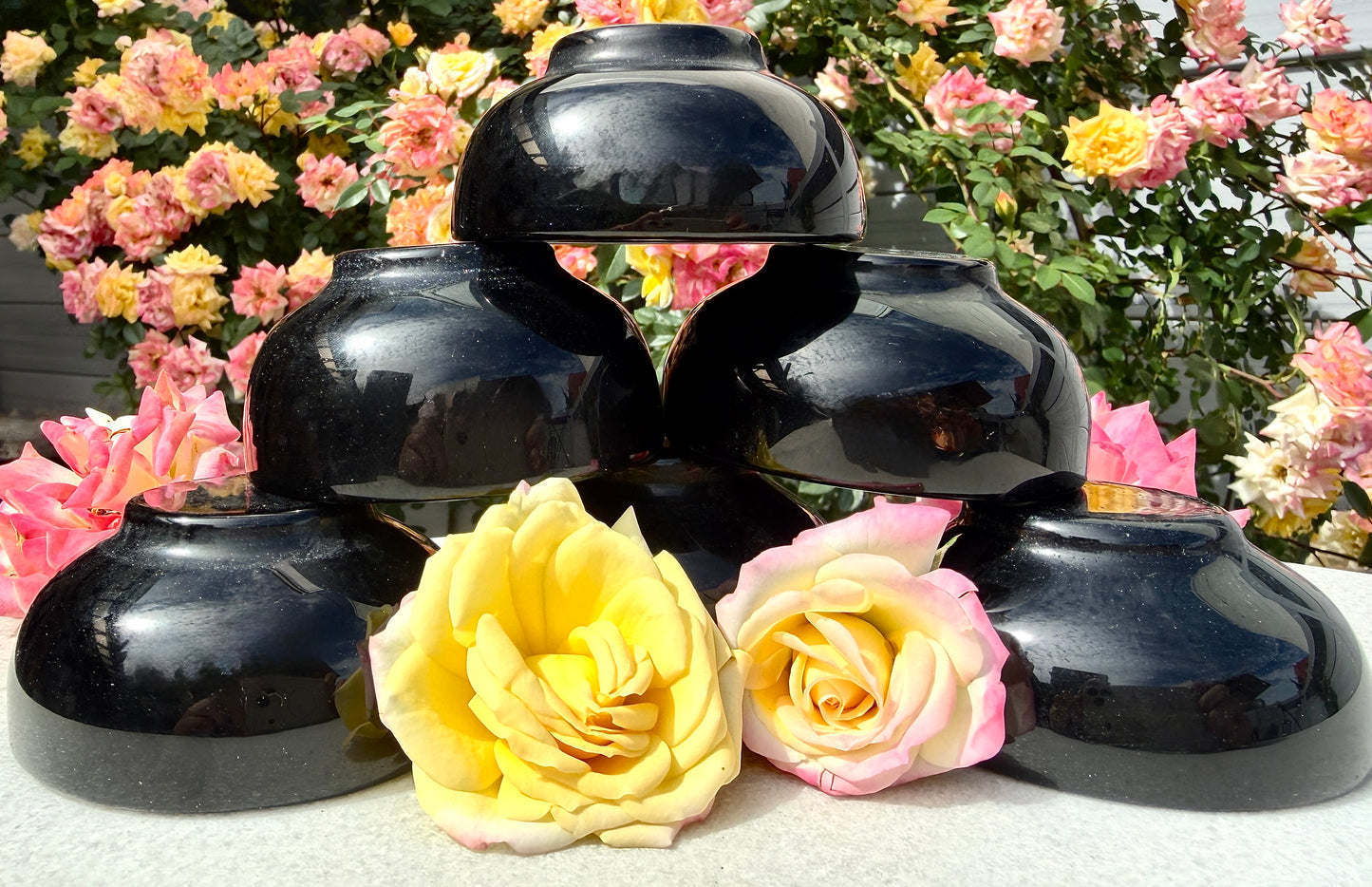 Wholesale Lot 6-8 pcs Natural Black Obsidian Bowl Crystal Healing Energy