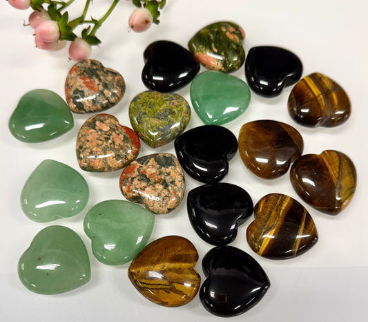 Wholesale Lot 20 Pcs 30mm Mixed Crystal Hearts Healing Energy