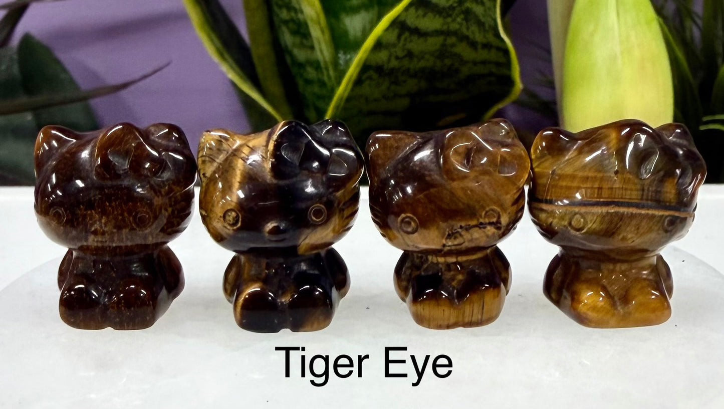 12 pcs Natural Mix Crystal 1” Hello Kitty Cat Healing Energy