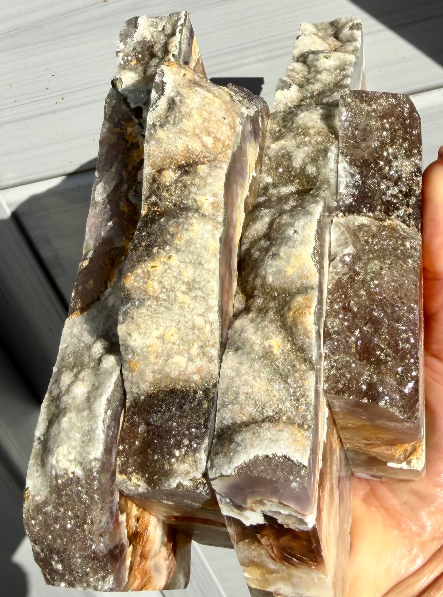 Wholesale Lot 3-4 pcs Feather Fluorite Slab Tower Natural Crystal Energy