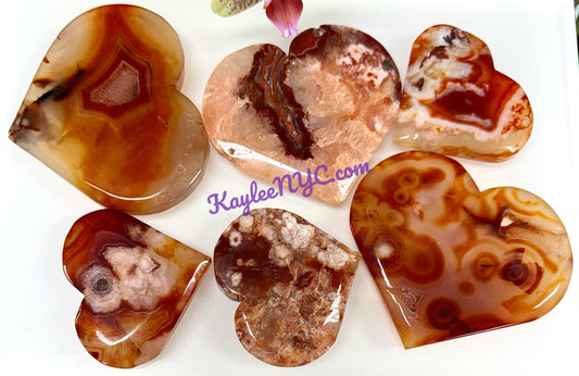Wholesale Lot 2 lbs Natural Carnelian Flower Agate Heart Crystal Healing Energy