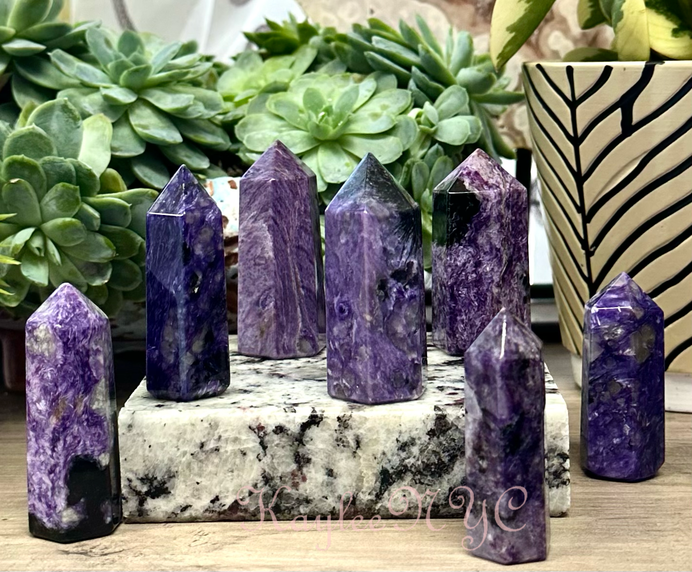 1 lb Natural  Charoite Obelisk Tower