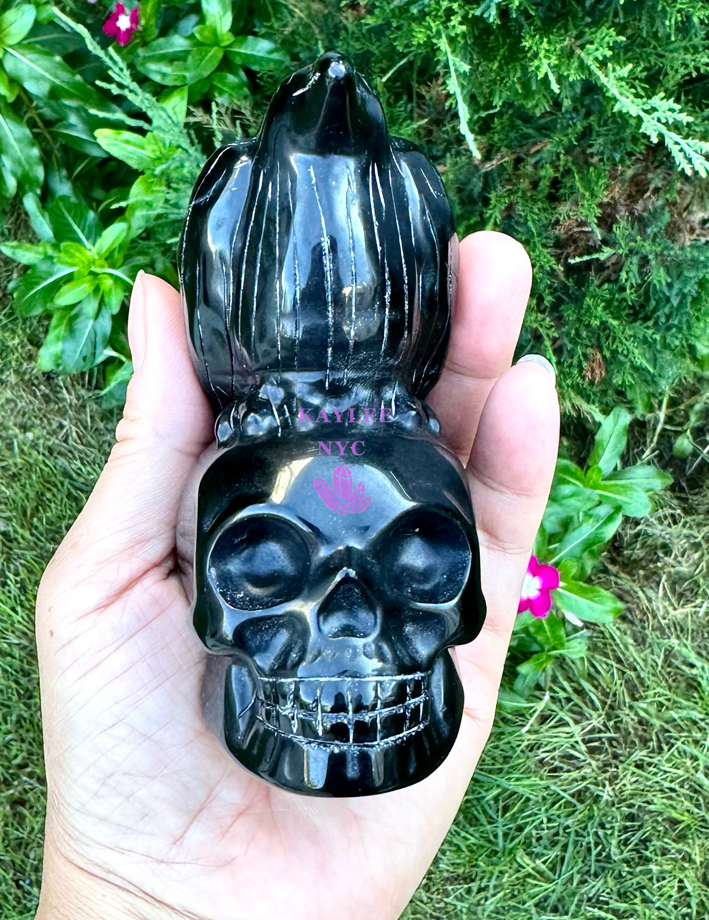 3 PCs Natural Black Obsidian Crow Skull