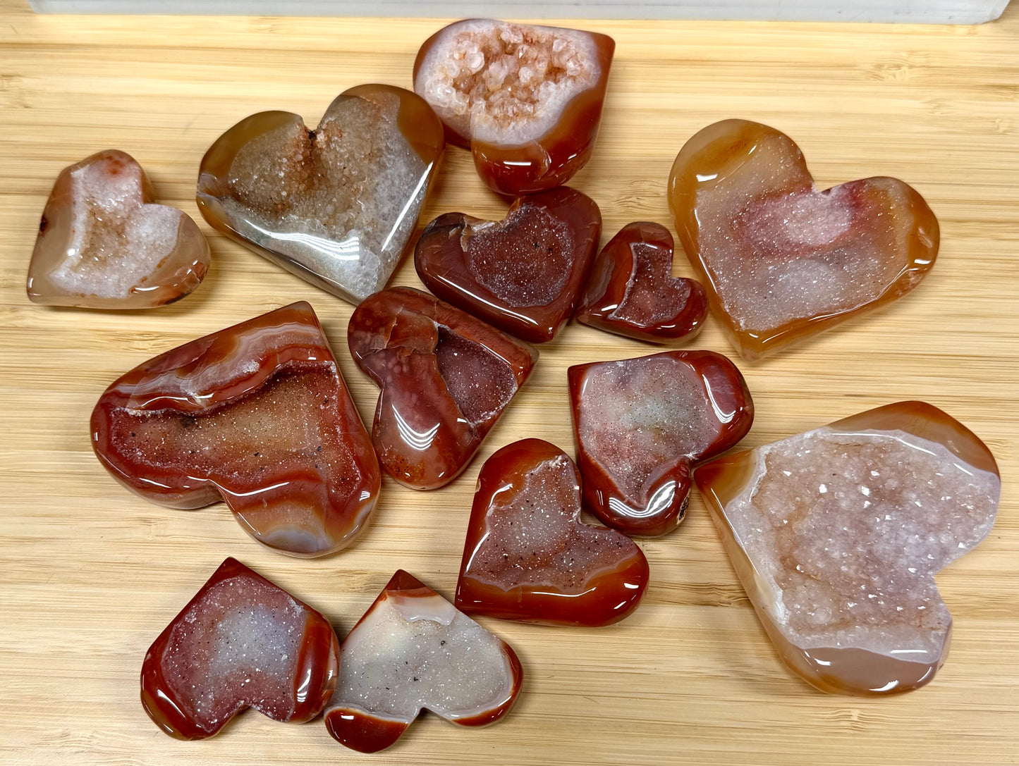 Wholesale 2 Lb Lot Natural Druzy Carnelian Heart Crystal Energy
