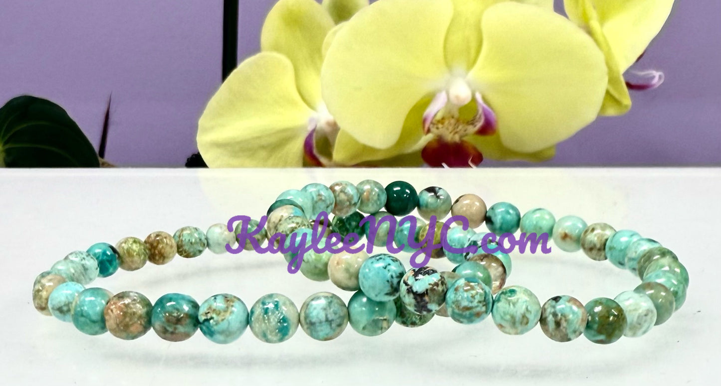 Wholesale 6 Pcs Natural Turquoise 6mm 7.5” Crystal Healing Stretch Bracelet