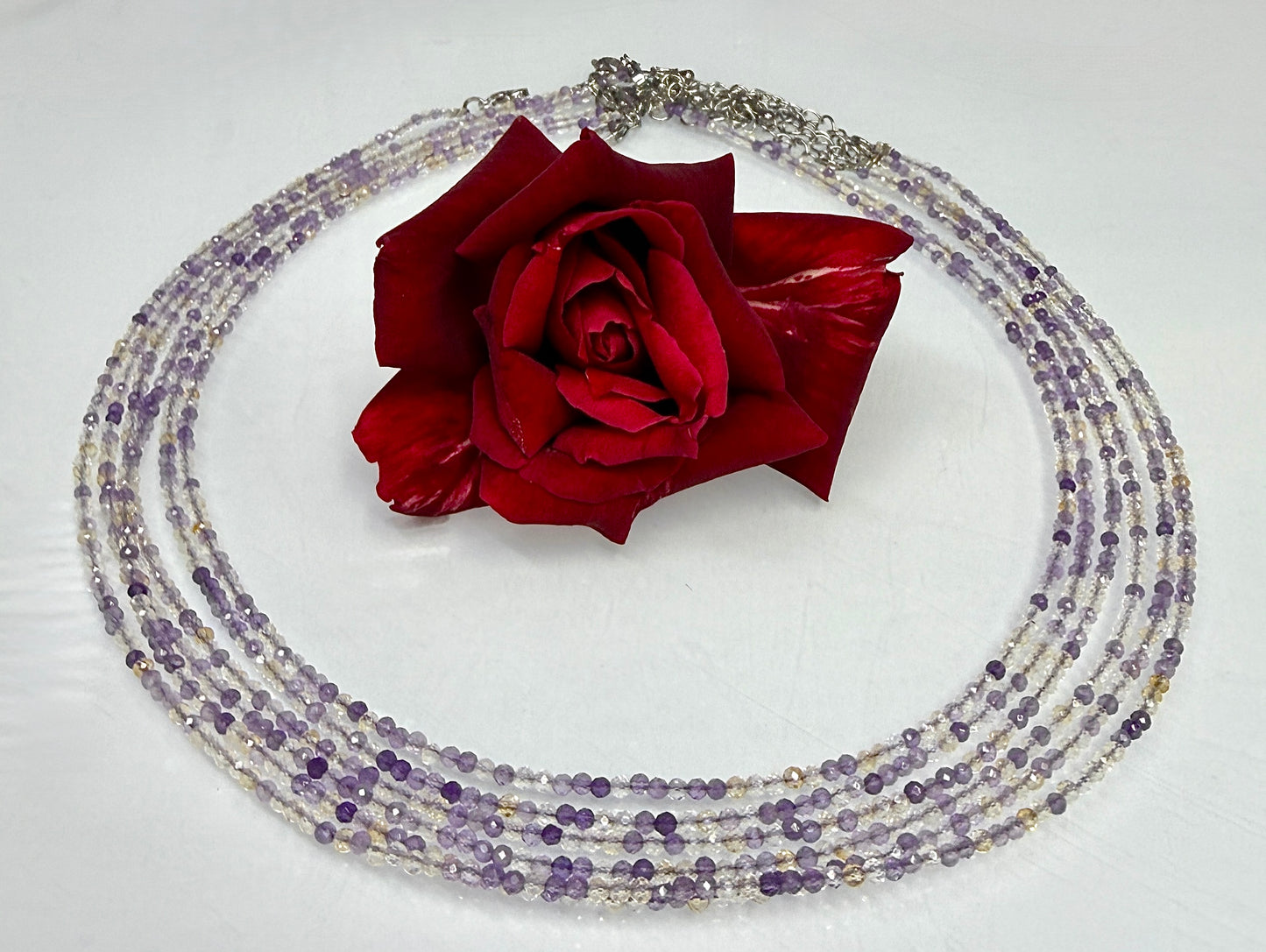 6 PCs 2mm Faceted Natural Ametrine Necklace Stainless Steel Finding