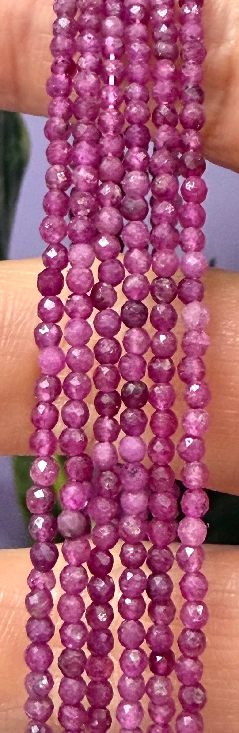 6 PCs 2mm Faceted Natural Ruby Anklet with Stainless Steel Findings