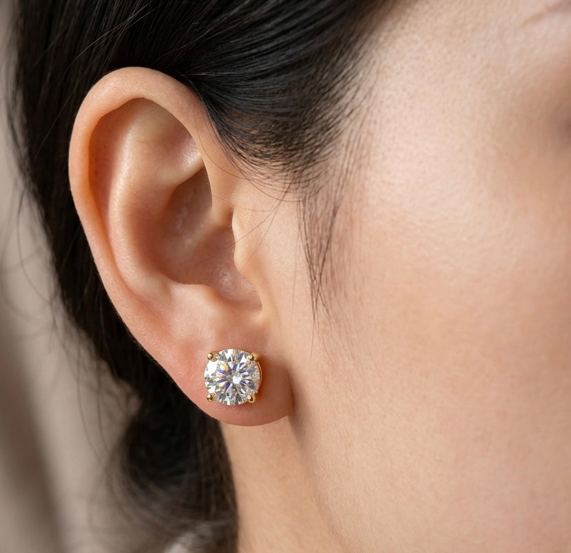 Wholesale Lot 5 Pairs Natural Moissanite Earring Stud 6.5mm