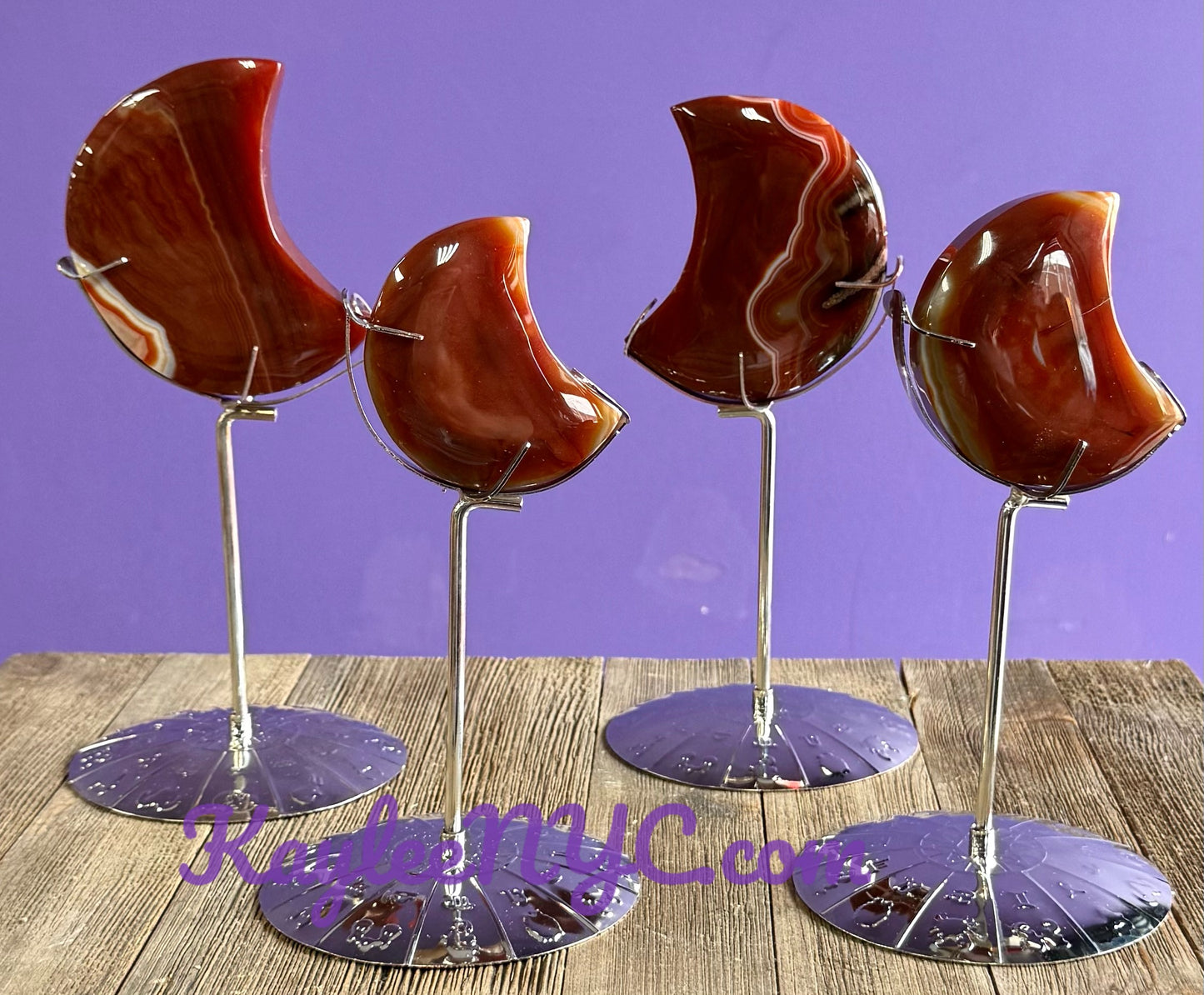 Wholesale Lot 4 PCs Natural Carnelian Moon w/stand Healing Energy