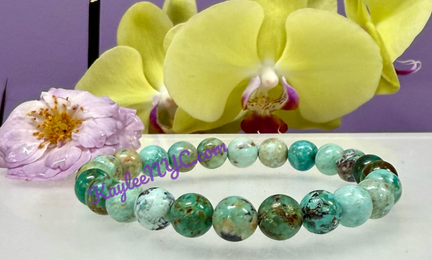 Wholesale 6 Pcs Natural Turquoise 8mm 7.5” Crystal Healing Stretch Bracelet