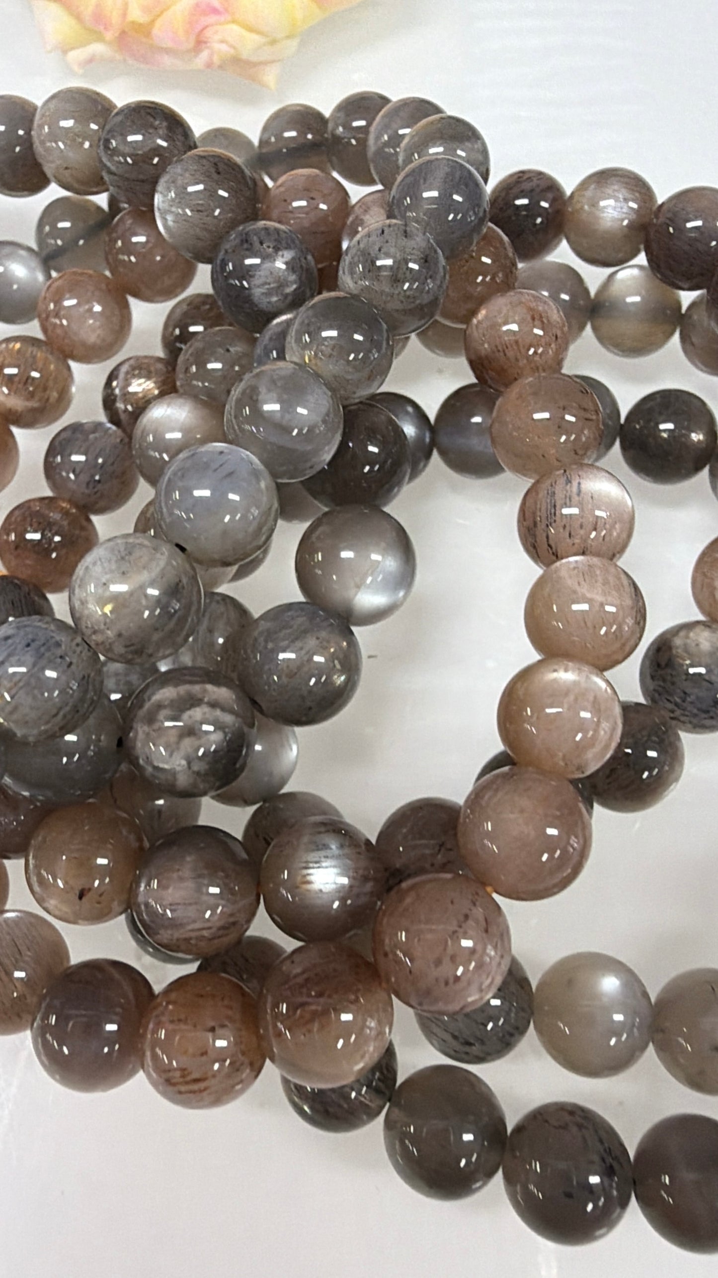 Wholesale 6 Pcs Natural Black Moonstone 8mm 7.5” Crystal Stretch Bracelet