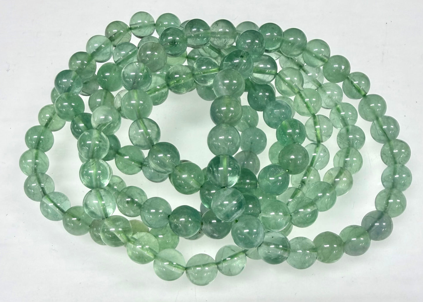 Wholesale 6 Pcs Natural Green Fluorite 8mm 7.5” Crystal Healing Stretch Bracelet