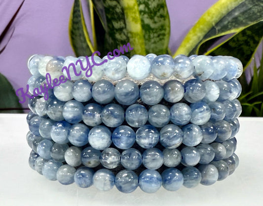 Wholesale 6 Pcs Natural Blue Kyanite 6mm 7.5” Crystal Healing Stretch Bracelet