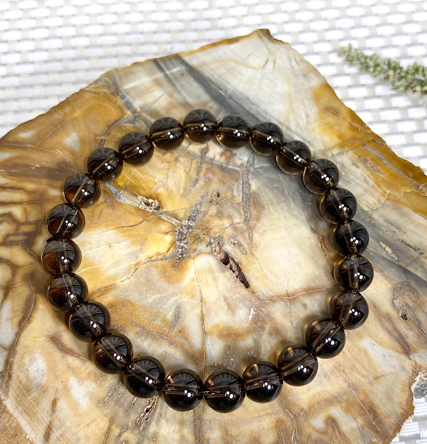 Wholesale 6 Pcs Natural Smoky Quartz 8mm 7.5” Crystal Healing Stretch Bracelet