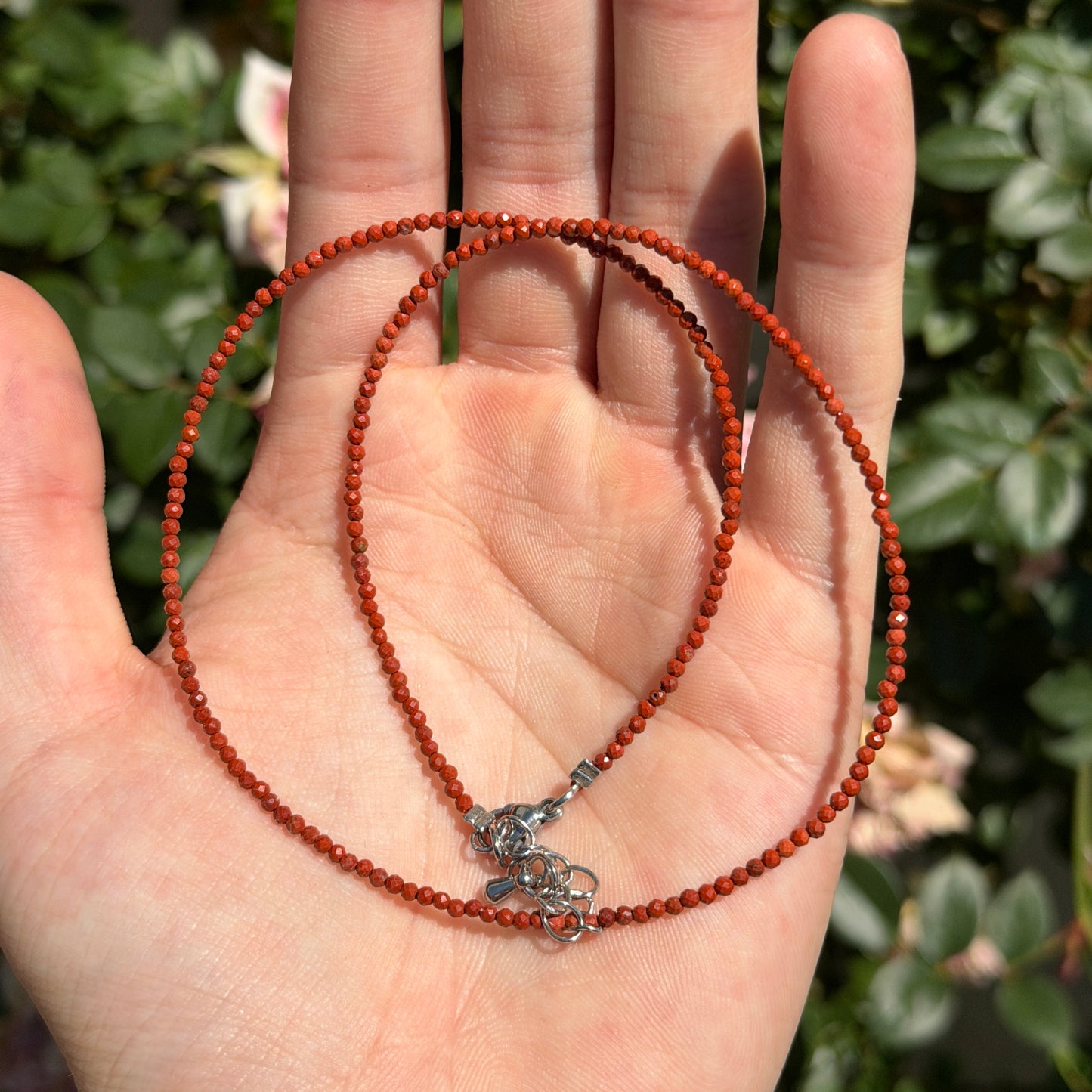 Wholesale Lot – 6 PCS 2mm Faceted Natural Red Jasper Necklaces with Stainless Steel Findings
