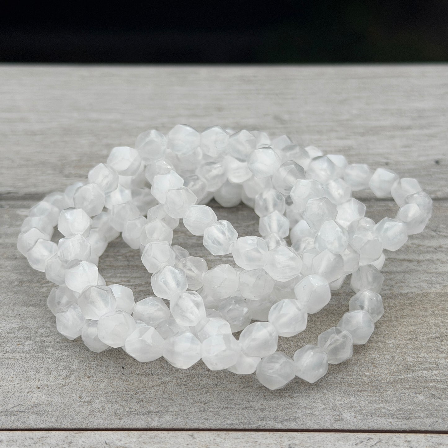 Wholesale 6 Pcs 8mm Faceted Selenite Natural Crystal Stretch Bracelet 7.5"