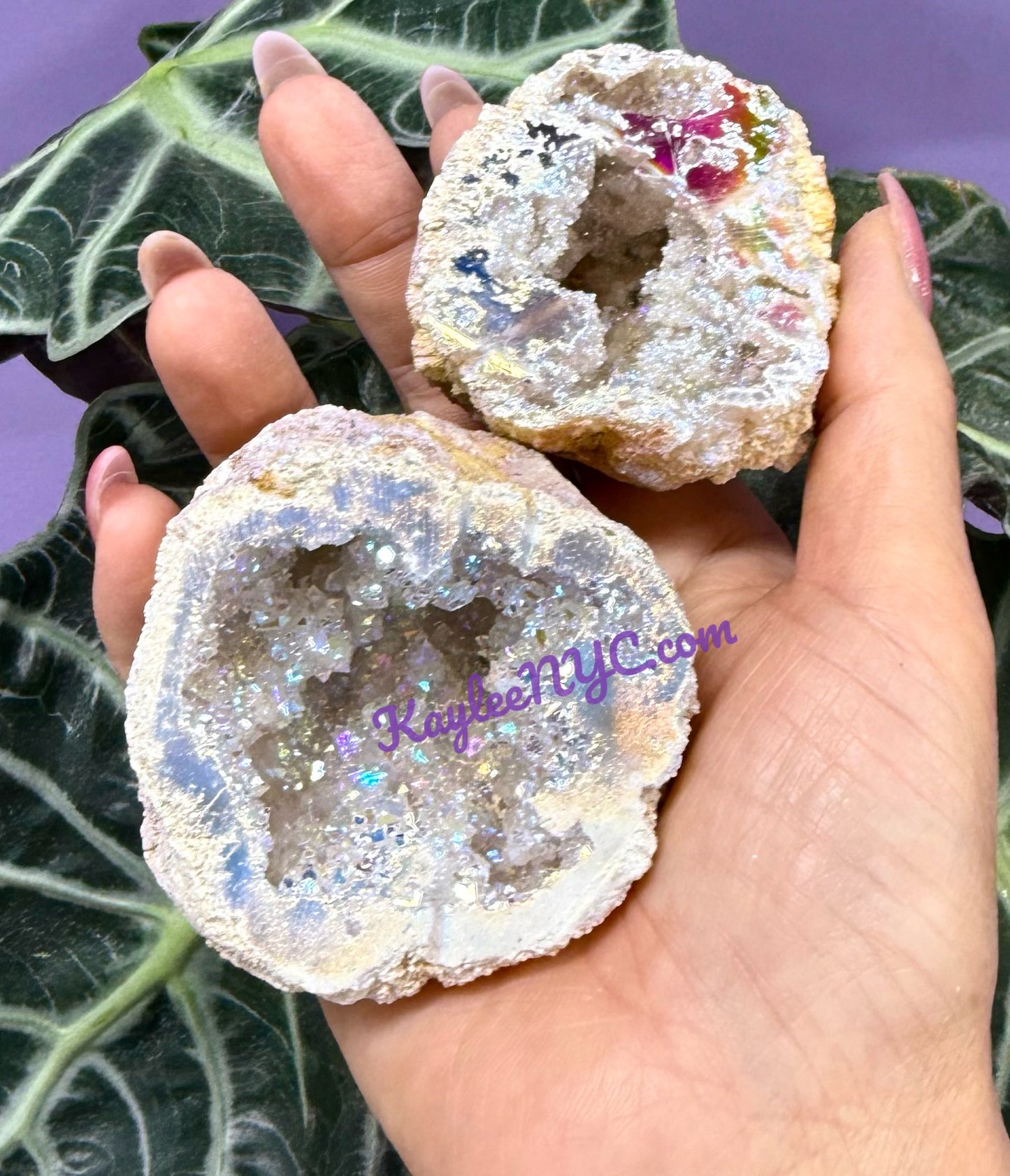 Wholesale Lot 2 Lbs Angel Aura White Druzy Quartz Geode Crystal Healing Energy